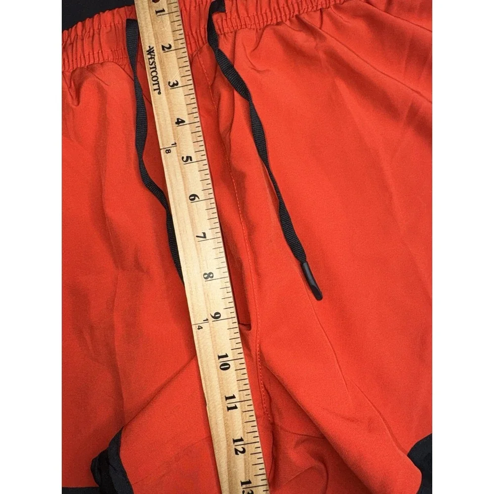 KEFR Traimng Mens 2-in-1 Athletic Shorts Red Black Built-in Liner Size XL 27x4